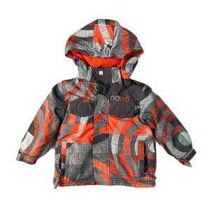 Nano Kids Winter Snow Jacket coat Orange Gray Geometric Pattern Hooded 12m